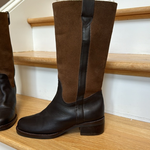 Colin Stuart women’s low ~14” riding boots brown leather suede size 7.5 low heel - Picture 3 of 8